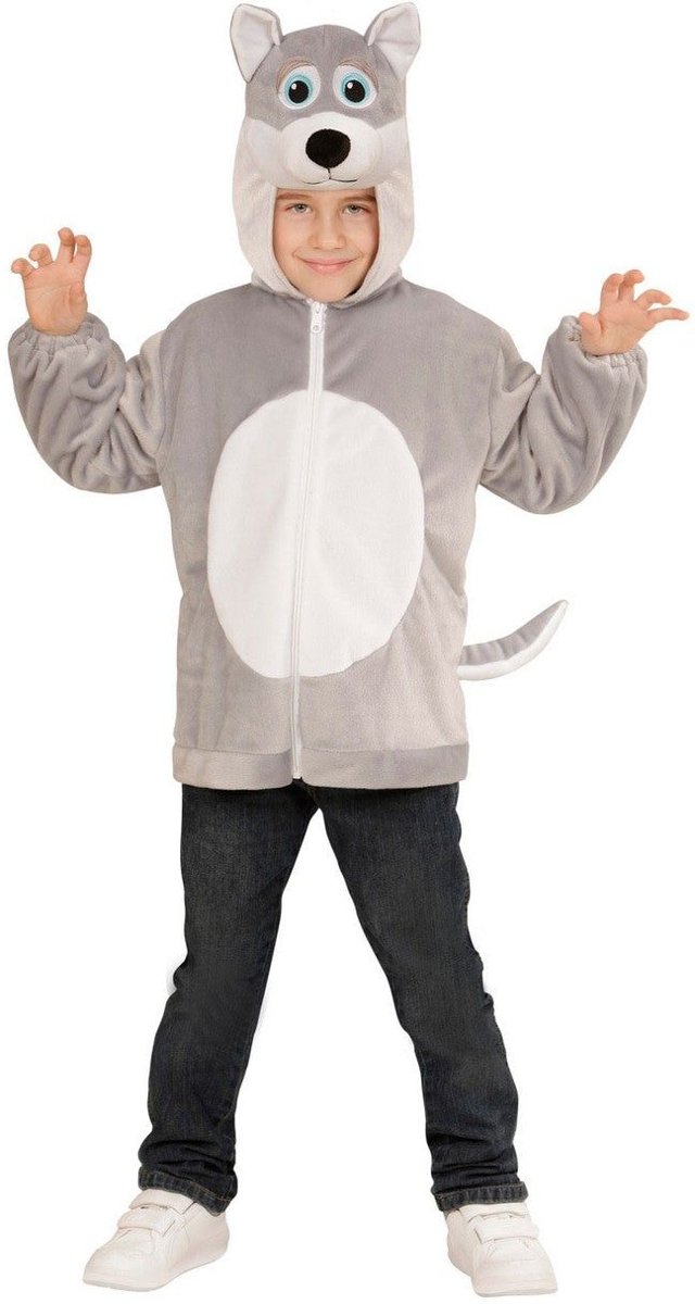 Wolf & Vos Kostuum | Hoodie 98 Centimeter Huilende Wolf | Maat 104 | Carnaval kostuum | Verkleedkleding